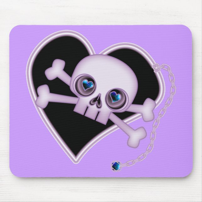 Purple Neon Skull Mouse Pad (Front)