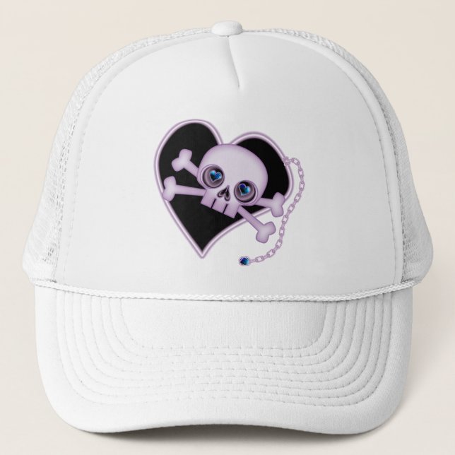 Purple Neon Skull Trucker Hat (Front)
