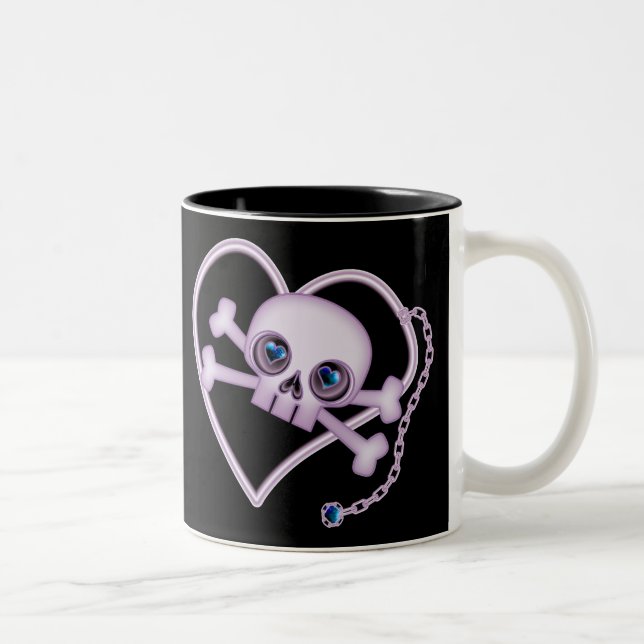 Purple Neon Skull Two-Tone Coffee Mug (Right)