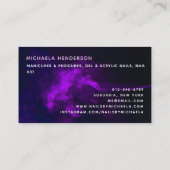 Purple Neon & Smoke Nail Salon/Technician Business Card (Back)