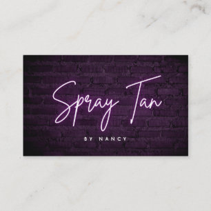 Purple Neon  Spray Tan On Brick Wall Business Card
