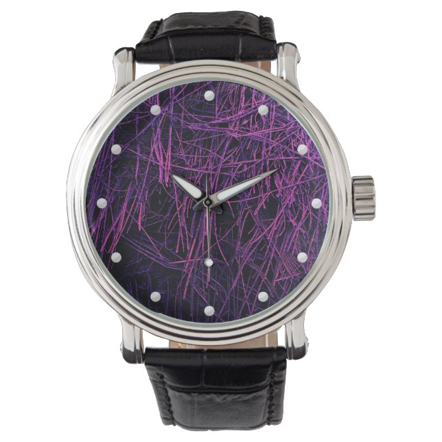Purple neon straw abstract texture watch (Front)