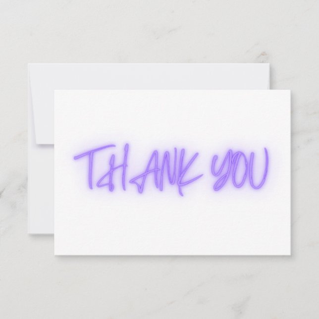 Purple Neon Thank You Trendy Card (Front)