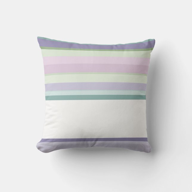 Purple, Neptune, sea green, and Lavender stripes Throw Pillow (Front)