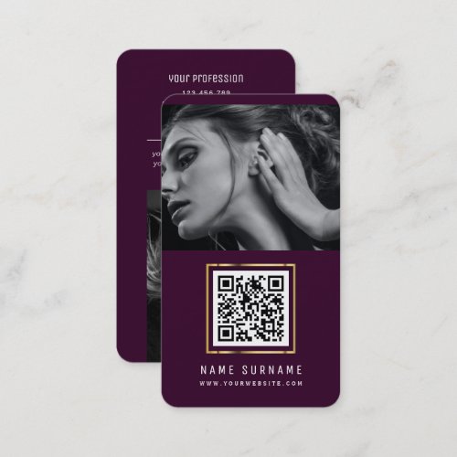 purple networking social media QR code photos Busi Business Card