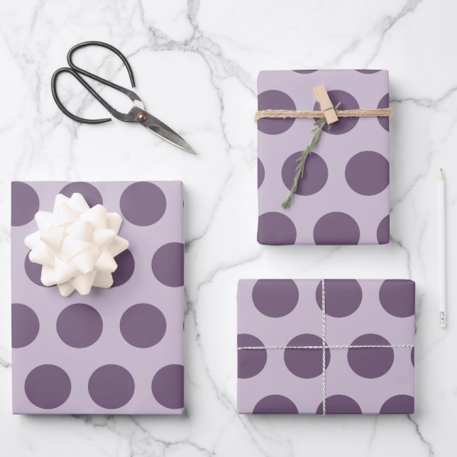 Purple Neutral Polka Dots Alternate Pattern  Wrapping Paper Sheets (Front)