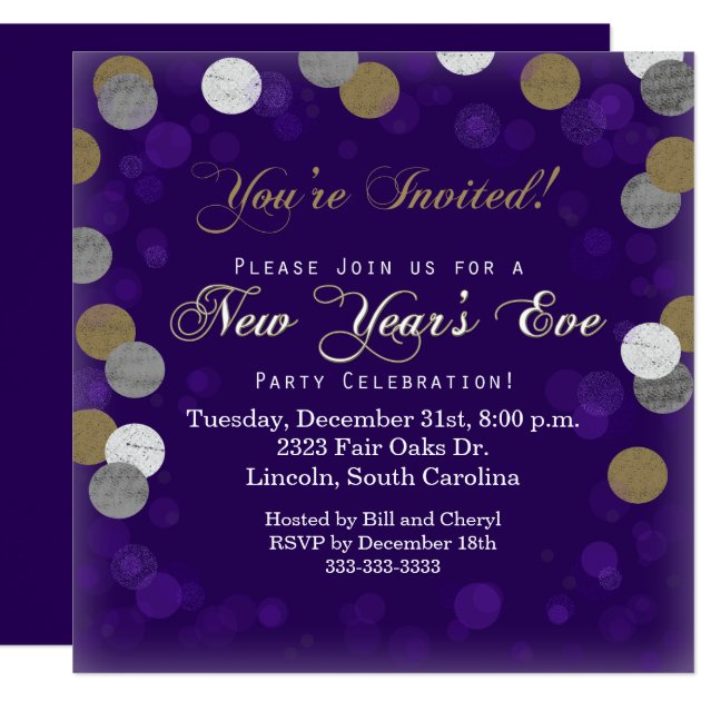 Purple New Year's Eve Party Invitation