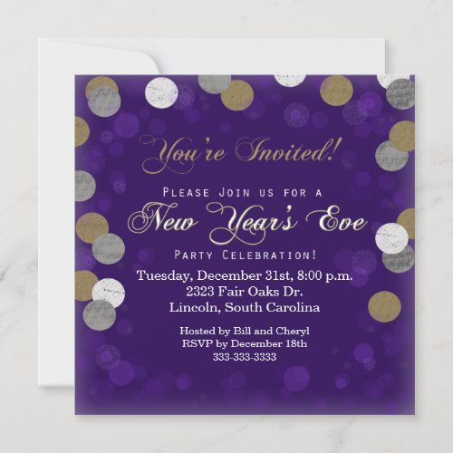 Purple New Years Eve Party Invitation