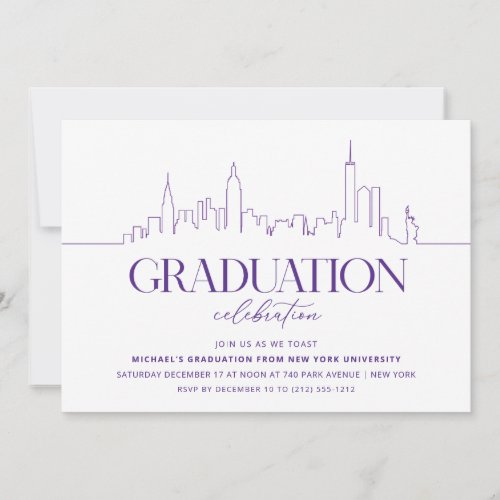 Purple New York Graduation Party Invitation
