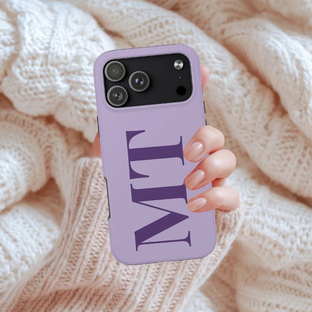 Purple Newlyweds Wedding Anniversary Initial Name iPhone Case (Personalized Name Initial Phone Case – Bridesmaid Proposal Gift | Gift for College Student)