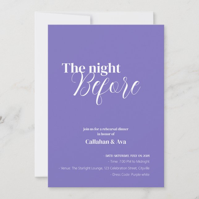 Purple Night Before Invitation (Front)
