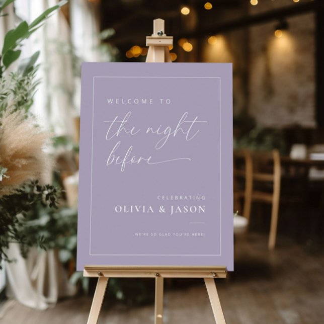 Purple Night Before Rehearsal Dinner Welcome Sign (Creator Uploaded)