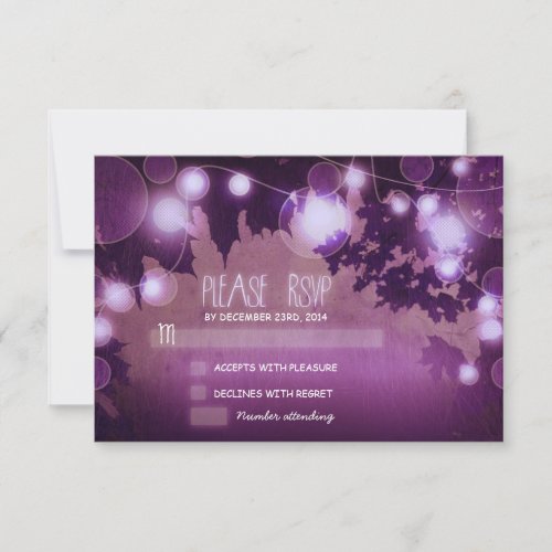 purple night lanterns wedding RSVP cards
