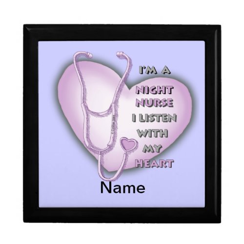 Purple Night Nurse Heart custom name gift box