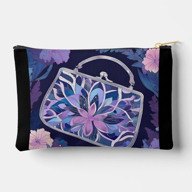 Purple Night Roses AI art  Accessory Pouch (Back)