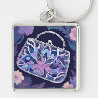 Purple Night Roses AI art  Keychain
