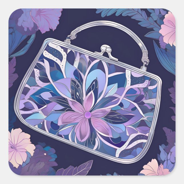 Purple Night Roses AI art  Square Sticker (Front)