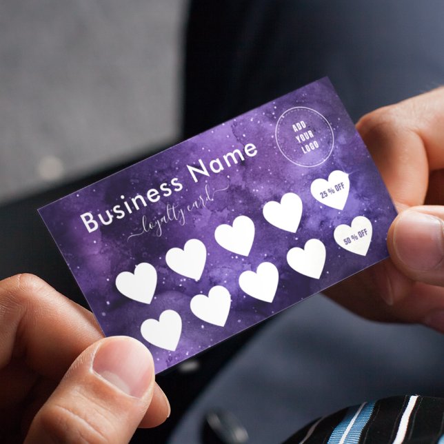 Purple Night Sky Cosmic Galaxy Social Media Logo L Loyalty Card (Creator Uploaded)