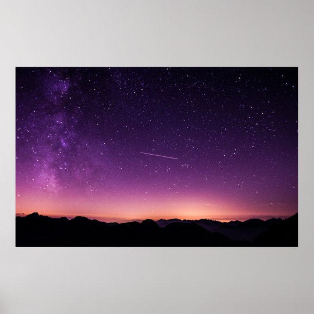 Purple Night Sky, Scurelle, Italy Poster (Front)
