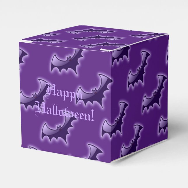 Purple Night Wing Bats Cube Favor Box (Front Side)