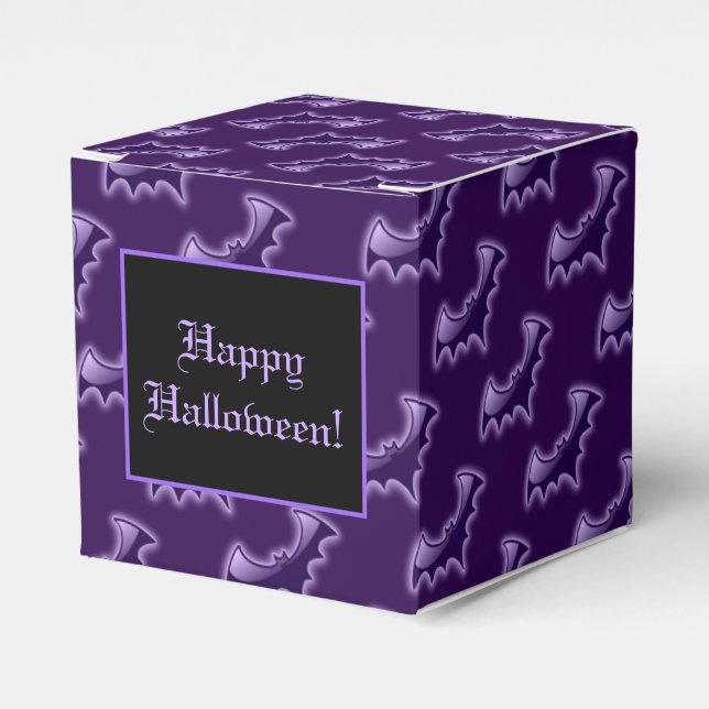 Purple Night Wing Bats Cube Favor Box (Front Side)