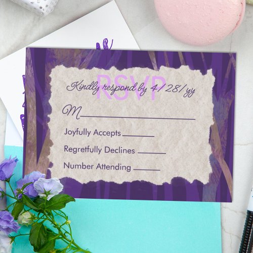 Purple Nighttime Forest Bat Mitzvah RSVP Card