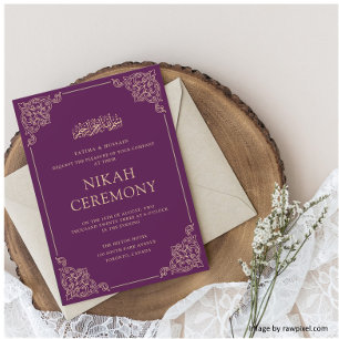 Purple Nikah Ceremony Islamic Muslim Wedding Invitation