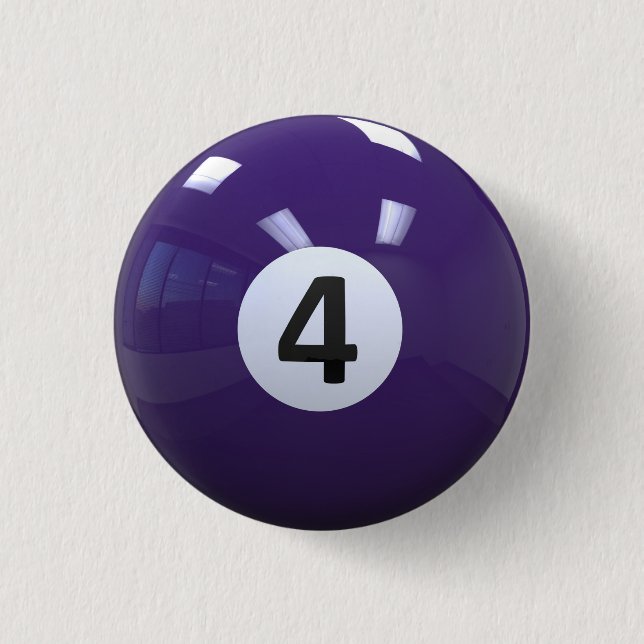 Purple No. 4 Billiard Pool Ball Button (Front)