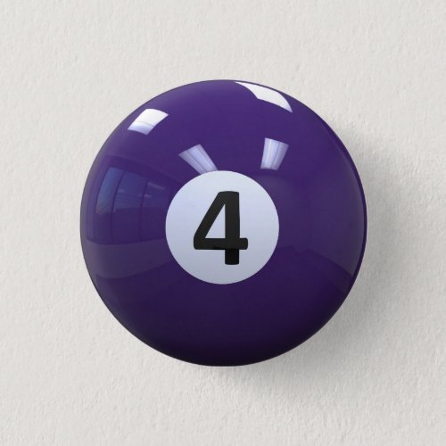 Purple No 4 Billiard Pool Ball Button
