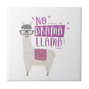 Purple No Drama Llama Ceramic Tile