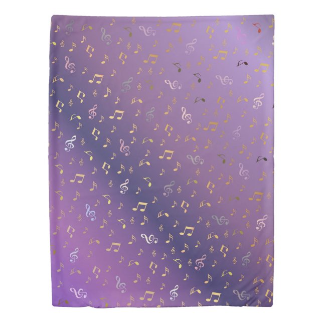 purple,note, musical, melody, music, sound, sign, duvet cover (Front)