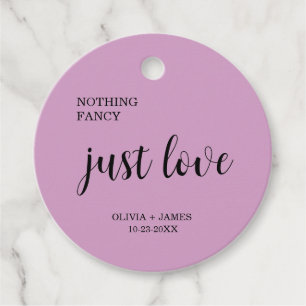 Purple Nothing Fancy Just Love Wedding Favor Tags
