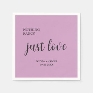 Purple Nothing Fancy Just Love Wedding Napkins