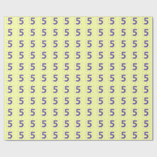 Purple Number Age Five 5 Yellow Wrapping Paper