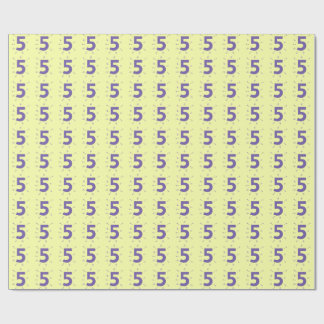 Purple Number Age Five 5 Yellow Wrapping Paper