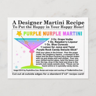 Purple Nurple Martini Recipe Postcard