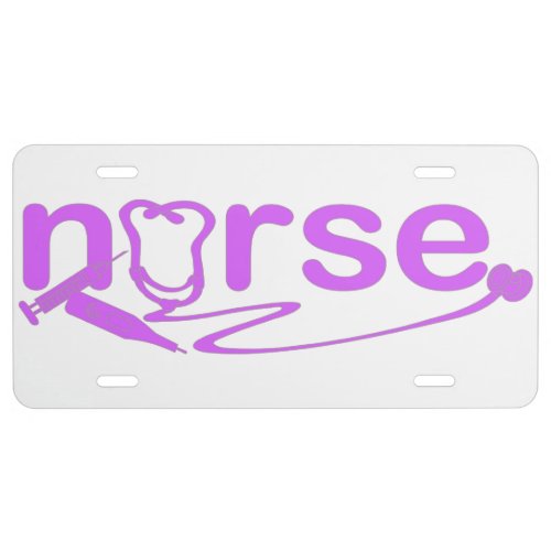 Purple Nurse Appreciation Nursing Symbols License Plate