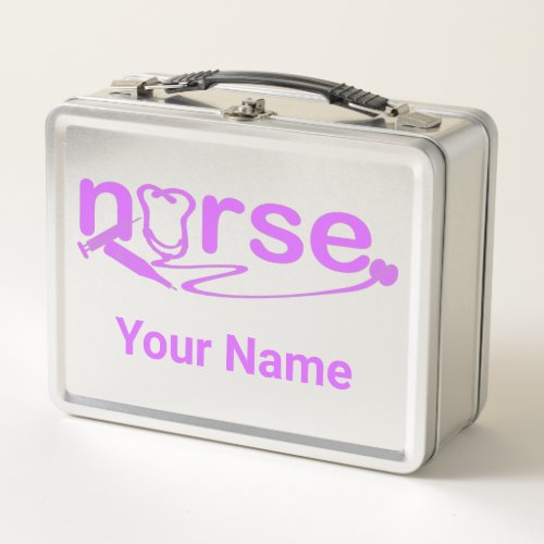 Purple Nurse Appreciation Nursing Symbols Metal Lunch Box