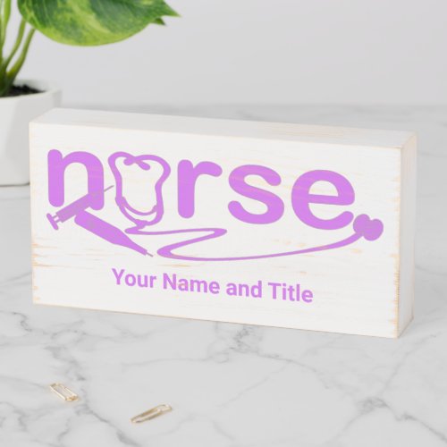 Purple Nurse Appreciation Nursing Symbols Wooden Box Sign