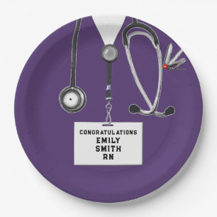 Purple Nurse Graduation Party Paper Plates