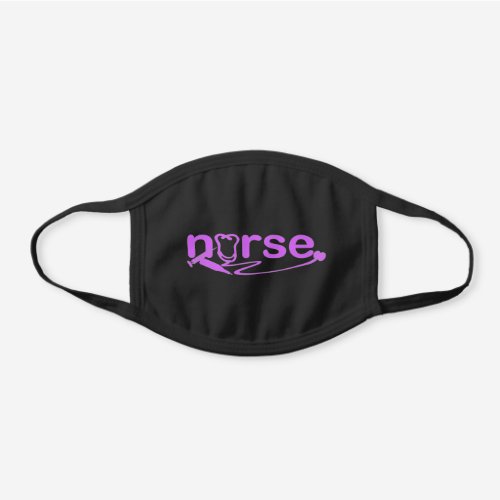 Purple Nurse Nursing Symbols Black Cotton Face Mask