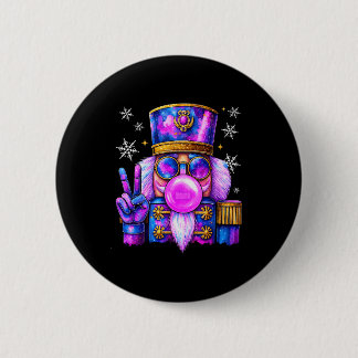 Purple Nutcracker Blowing Bubble Gum Cute Christma Button