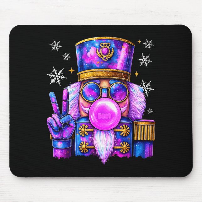 Purple Nutcracker Blowing Bubble Gum Cute Christma Mouse Pad (Front)
