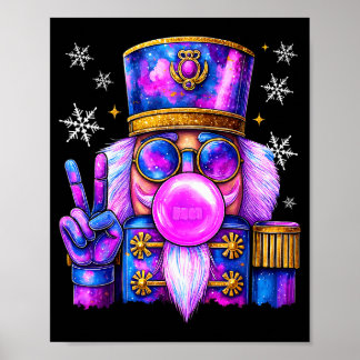 Purple Nutcracker Blowing Bubble Gum Cute Christma Poster