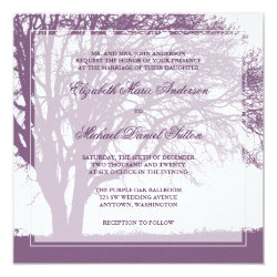 Purple Oak Tree Fall Wedding 5.25x5.25 Square Paper Invitation Card
