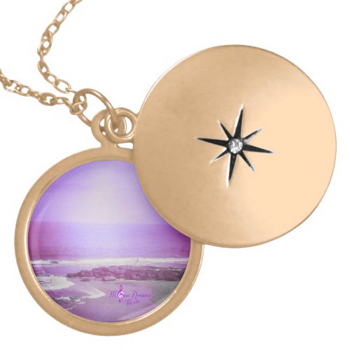 Purple Ocean and Sky Gold Finish Locket