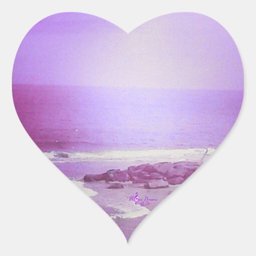 Purple Ocean and Sky Heart Stickers