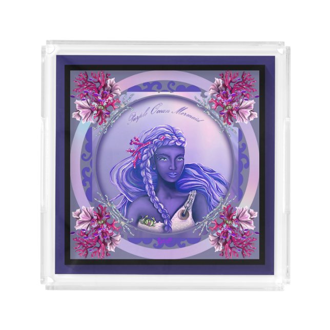 Purple ocean mermaid acrylic tray (Front)