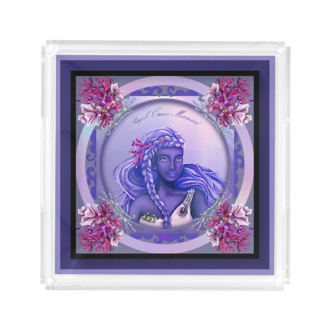 Purple Ocean Mermaid Acrylic Tray (Front)