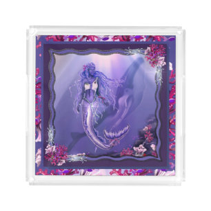 Purple ocean mermaid acrylic tray